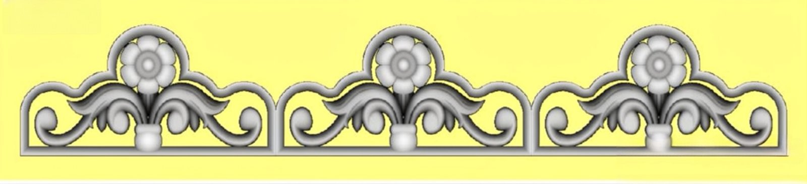 Mix - MIX-38 Floral Ornamental Border Carving 3D Relief Model